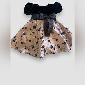 Rare Editions Toddler Dress 2T Black Champagne Velvet Holiday Outfit